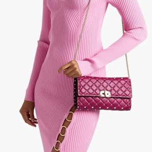 $3000 NWT Valentino Garavani ROCKSTUD SPIKE NAPPA LEATHER CROSSBODY CLUTCH BAG